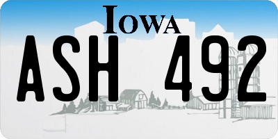 IA license plate ASH492