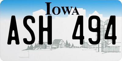 IA license plate ASH494