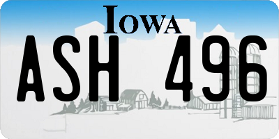 IA license plate ASH496