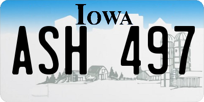 IA license plate ASH497