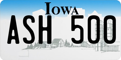 IA license plate ASH500