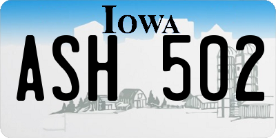 IA license plate ASH502