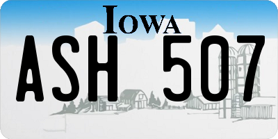 IA license plate ASH507