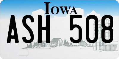 IA license plate ASH508