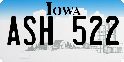 IA license plate ASH522