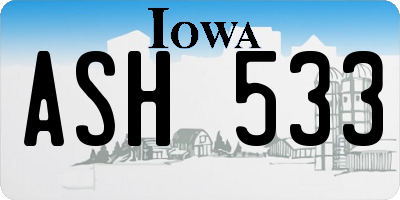 IA license plate ASH533