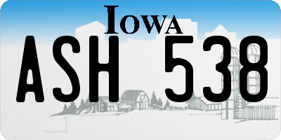 IA license plate ASH538