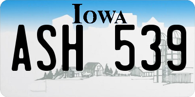 IA license plate ASH539