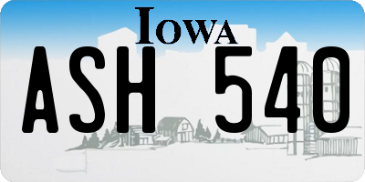 IA license plate ASH540