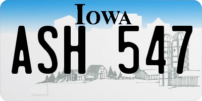 IA license plate ASH547