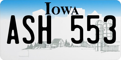 IA license plate ASH553