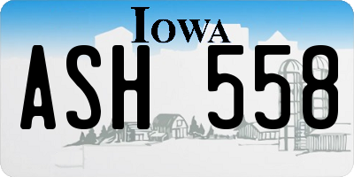 IA license plate ASH558