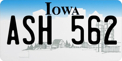 IA license plate ASH562