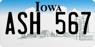 IA license plate ASH567