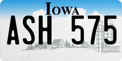 IA license plate ASH575