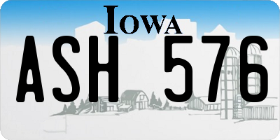 IA license plate ASH576