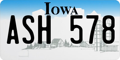 IA license plate ASH578