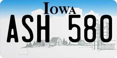 IA license plate ASH580