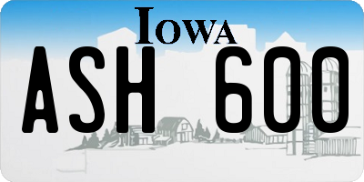 IA license plate ASH600
