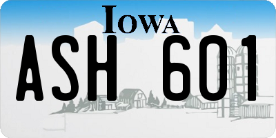 IA license plate ASH601