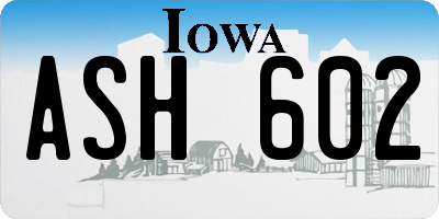 IA license plate ASH602