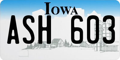 IA license plate ASH603
