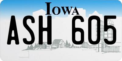 IA license plate ASH605