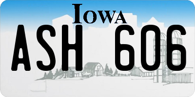 IA license plate ASH606