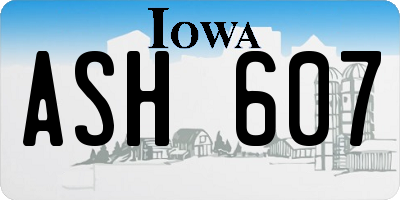 IA license plate ASH607