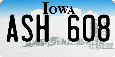 IA license plate ASH608