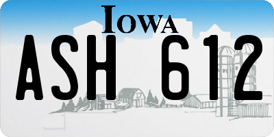 IA license plate ASH612