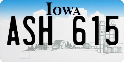 IA license plate ASH615