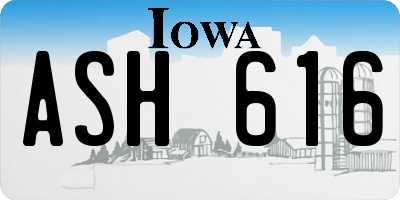IA license plate ASH616