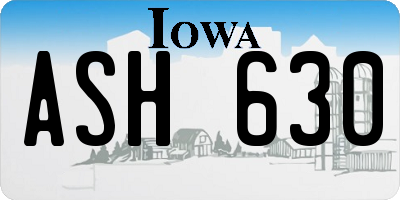 IA license plate ASH630