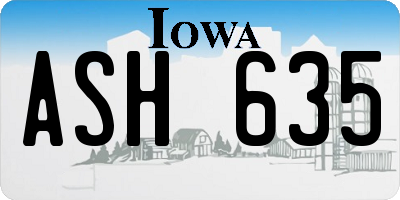IA license plate ASH635