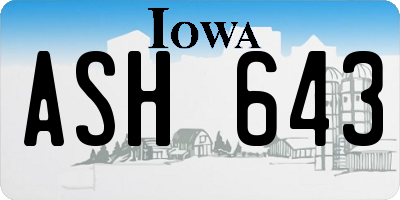 IA license plate ASH643