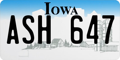 IA license plate ASH647