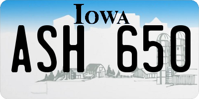 IA license plate ASH650