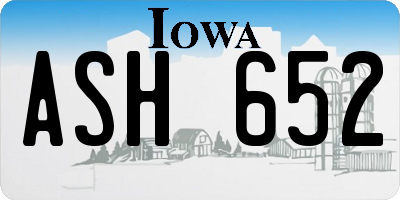 IA license plate ASH652