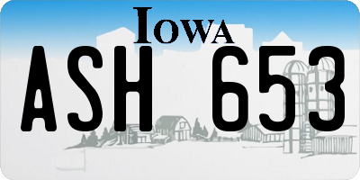 IA license plate ASH653