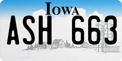 IA license plate ASH663