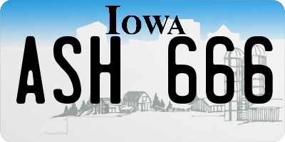 IA license plate ASH666