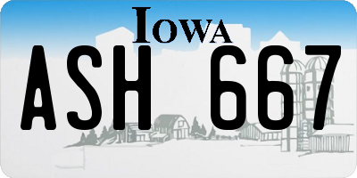 IA license plate ASH667