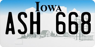 IA license plate ASH668
