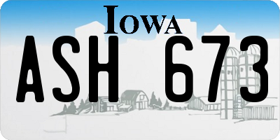 IA license plate ASH673