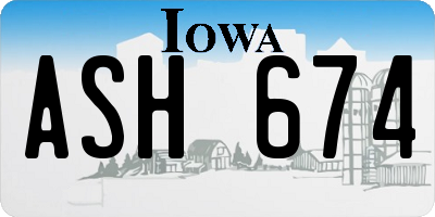 IA license plate ASH674