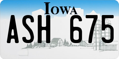 IA license plate ASH675