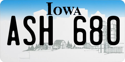 IA license plate ASH680