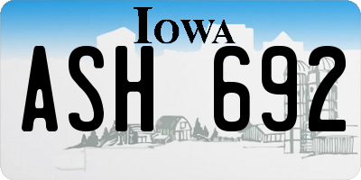 IA license plate ASH692