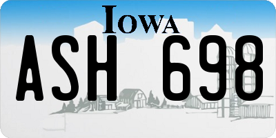 IA license plate ASH698